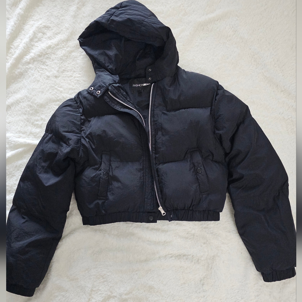 Black Hooded Puffer Jacket
